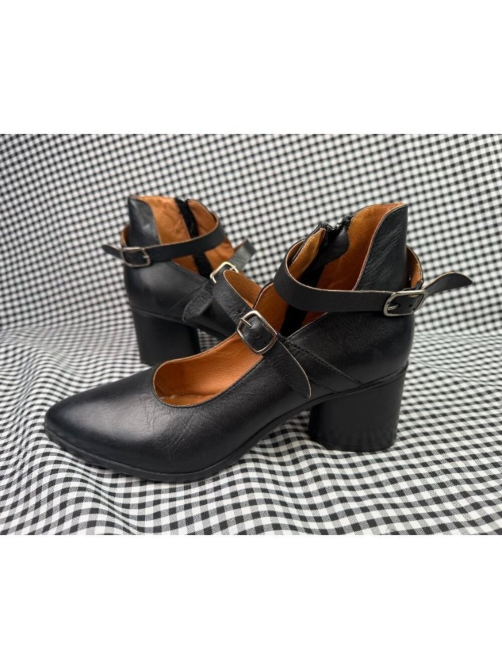 Miz Mooz Janella Mary Jane Heels Women 41 Black Leather Portugal Buckle Witchy